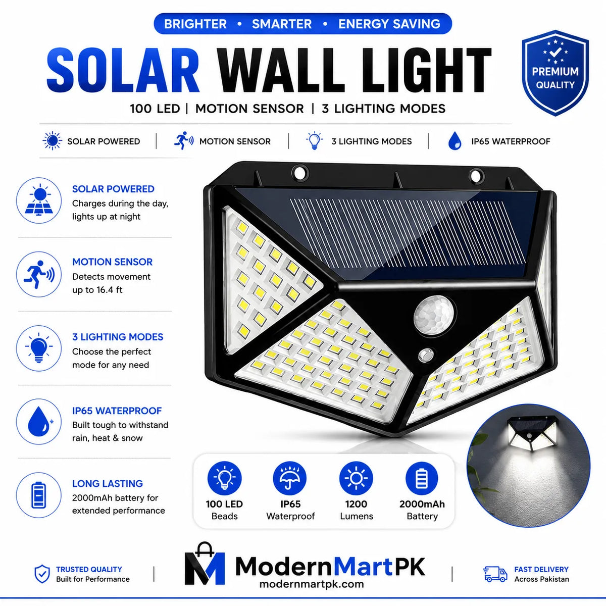 LED Solar Sensor Wall Light | Motion Sensor Outdoor Wall Light