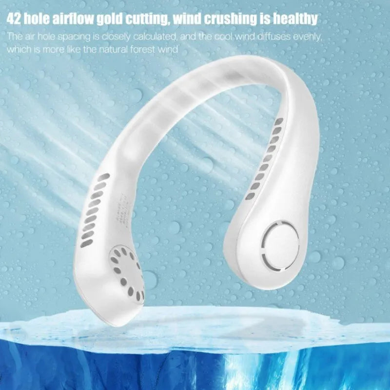 Portable Bladeless Neck Cooler – Hands-Free 360° Airflow USB Rechargeable Neck Fan for Indoor & Outdoor Use ~ 1200 mAh