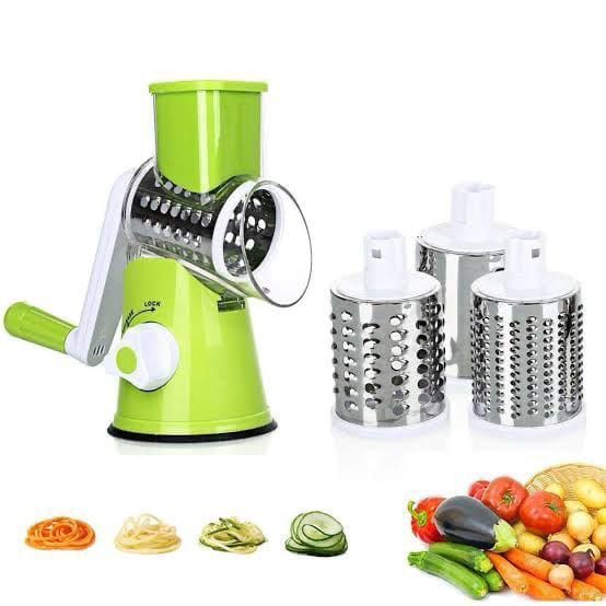 Multifunctional Hand Crank Vegetable Cutter | Vegetable Chopper, Vegetable Slicer, Onion Chopper, Potato Cutter & Kitchen Grater with 3 Stainless Steel Drum Blades
