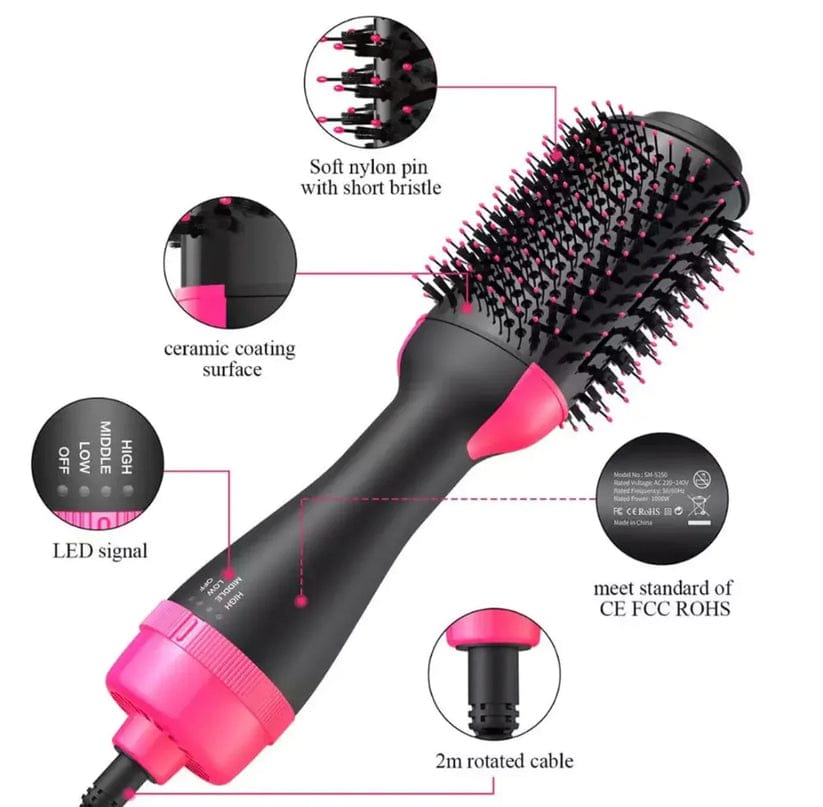 One Step Hot Air Brush 4 in 1 Hair Dryer Straightener Curler and Volumizer for Smooth Shiny Hair