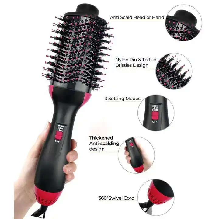 One Step Hot Air Brush 4 in 1 Hair Dryer Straightener Curler and Volumizer for Smooth Shiny Hair