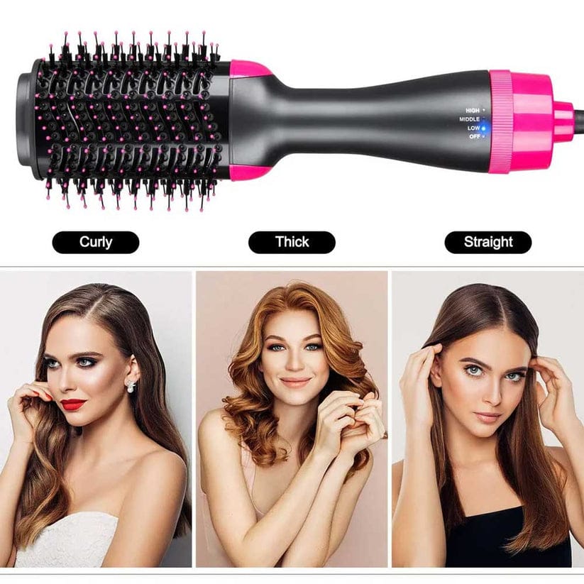 One Step Hot Air Brush 4 in 1 Hair Dryer Straightener Curler and Volumizer for Smooth Shiny Hair