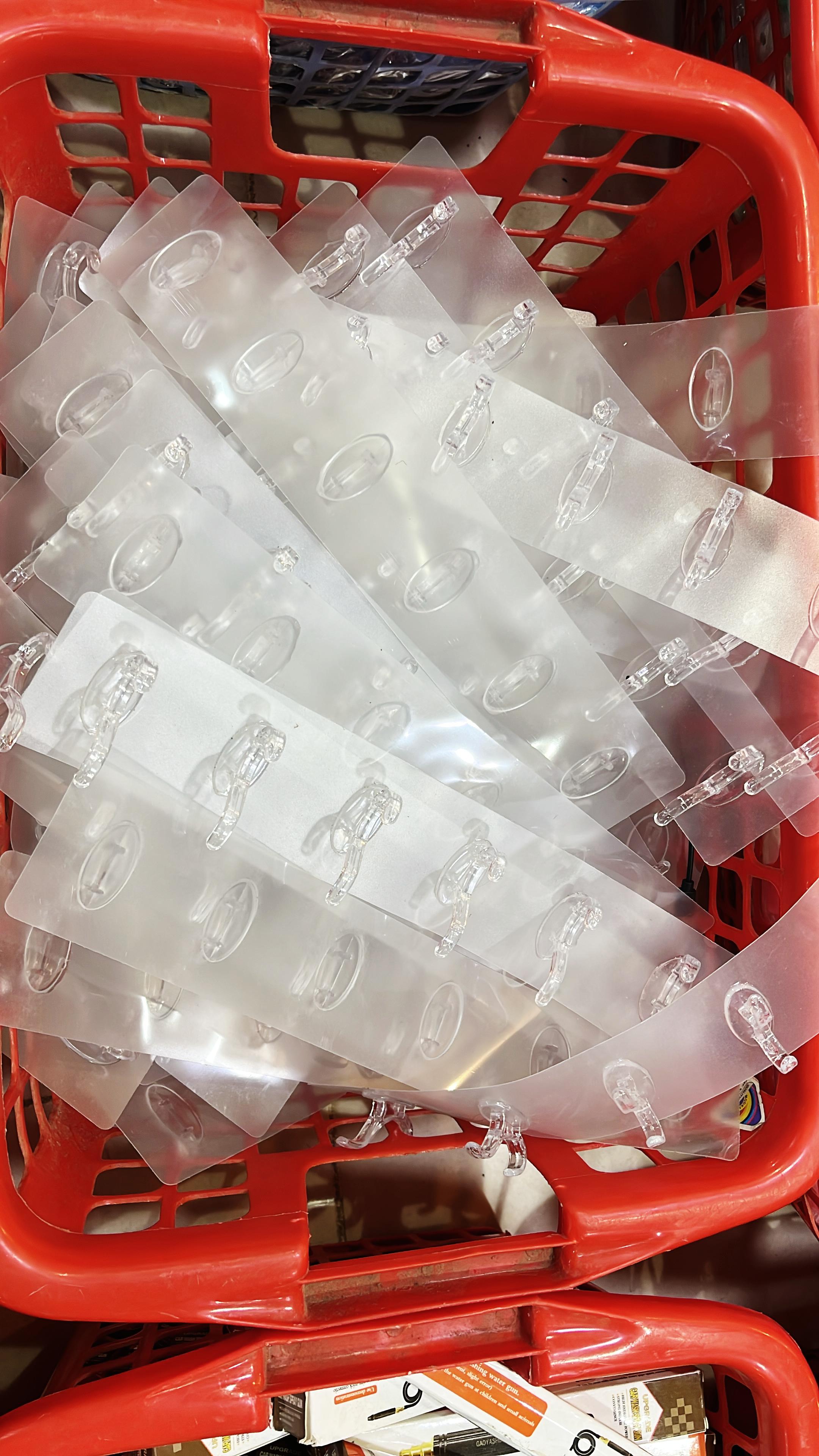Waterproof seamless sticky wall hook strip for bathroom, kitchen, office and home organization.