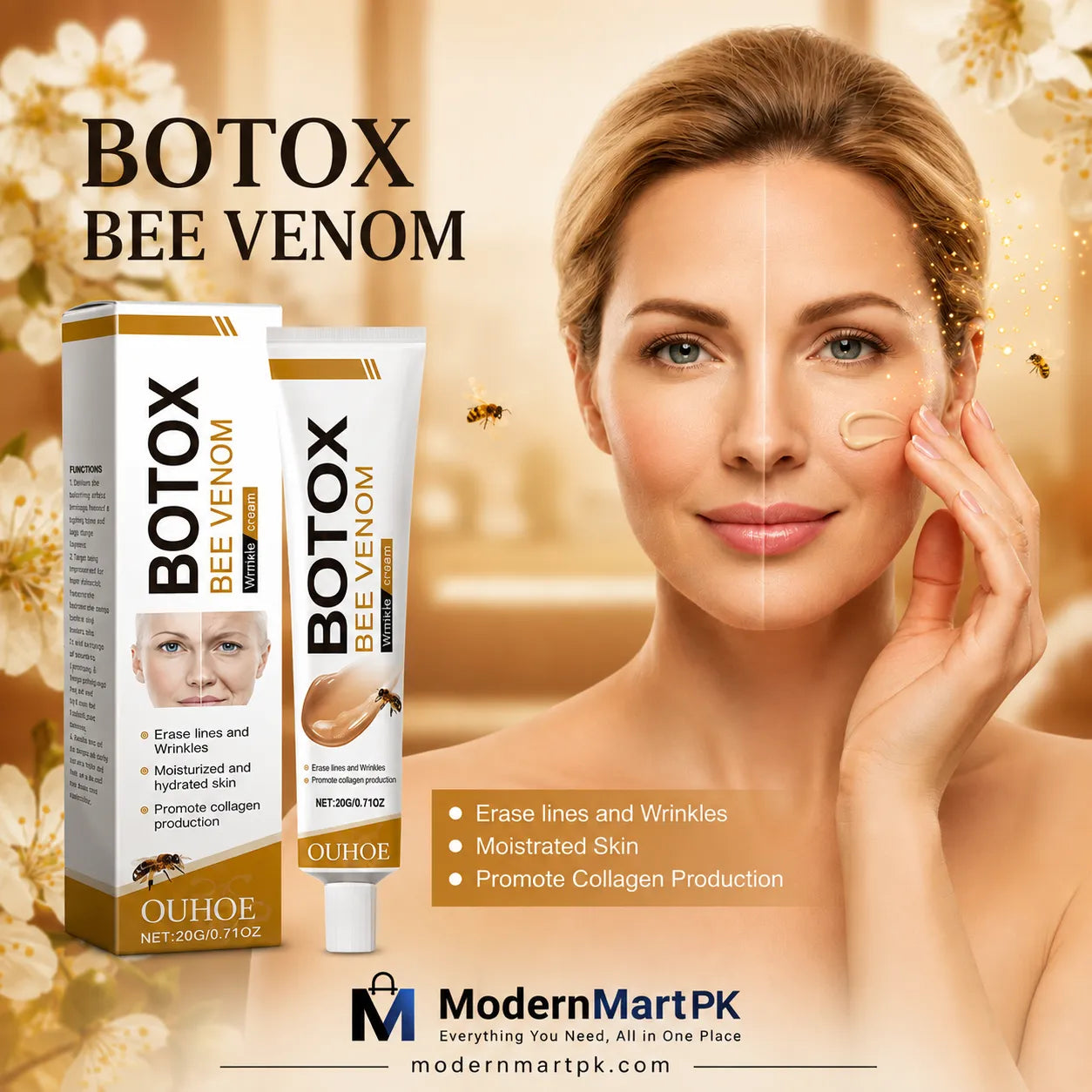 Bee Venom Wrinkle Cream Anti Aging Face Cream | Hydrating Moisturizer For Fine Lines, Wrinkles, Skin Firming & Brightening (20g)