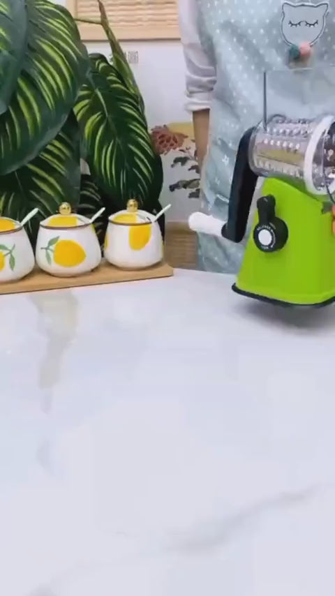 Multifunctional Hand Crank Vegetable Cutter | Vegetable Chopper, Vegetable Slicer, Onion Chopper, Potato Cutter & Kitchen Grater with 3 Stainless Steel Drum Blades