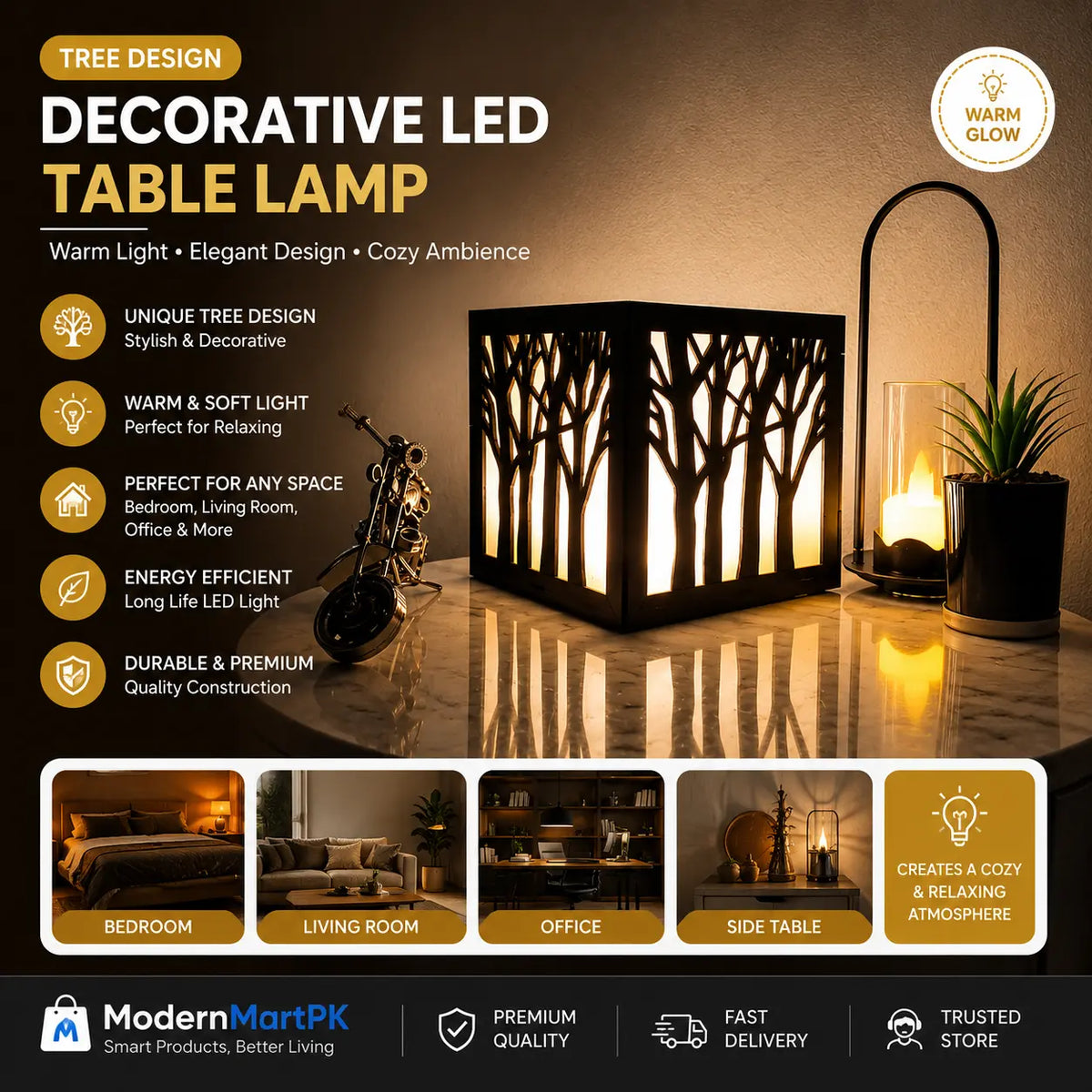 Rechargeable Tree Design Table Lamp for Home Decor
